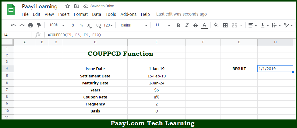 Learn How To Use Google Sheets COUPPCD Function Paayi Tech