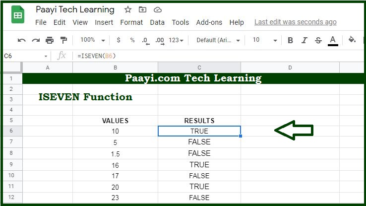 Learn How To Use Google Sheets Iseven Function Paayi Tech