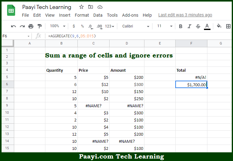 Learn How To Sum And Ignore Errors In Google Sheets Paayi Tech