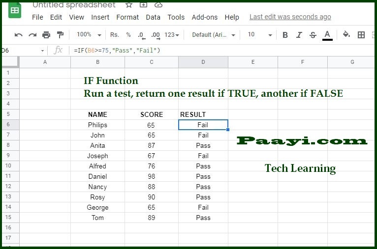 Learn How To Use Google Sheets If Function Test Specific Condition