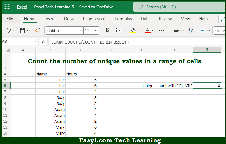 Excel Countif Unique Values In Range