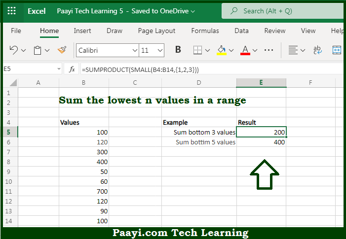 Learn How To Sum Bottom N Values In Microsoft Excel 