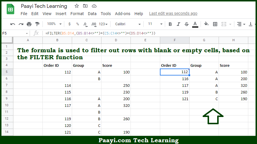 Learn How To Filter Exclude Blank Values In Google Sheets Paayi