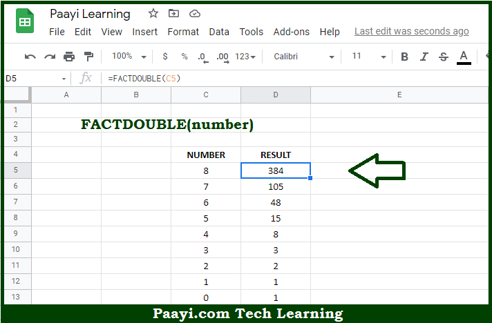 Learn How To Use Google Sheets FACTDOUBLE Function Paayi Tech