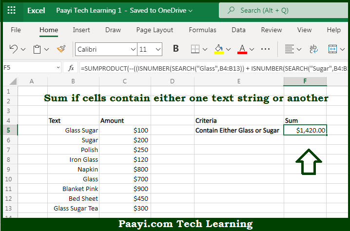 Learn How To Sum If Cells Contain Either X Or Y In Microsoft Excel 6765