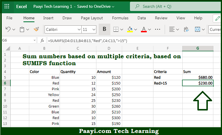 learn-how-to-sum-if-multiple-criteria-in-microsoft-excel-paayi-tech