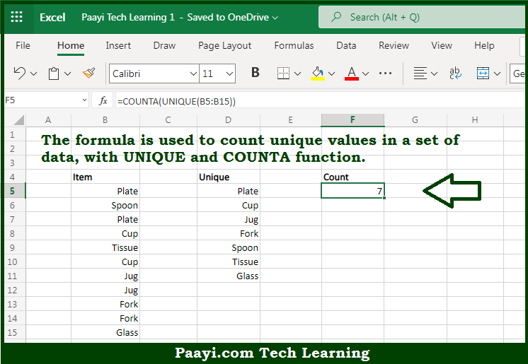 Excel 2016 How To Count Unique Values In A Column