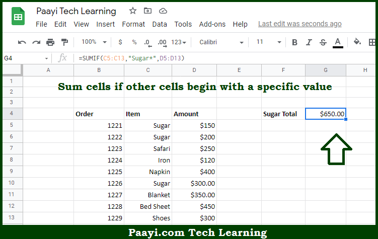SUM If Begins With Specific Value In Google Sheets Paayi Tech