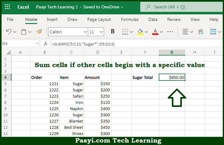 Learn How To SUM If Begins With Specific Value In Microsoft Excel Paayi