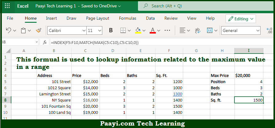 Excel Return Cell Next To Max Value