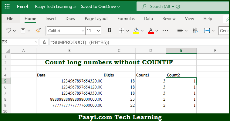 Learn How To Count Long Numbers Without COUNTIF In Microsoft Excel