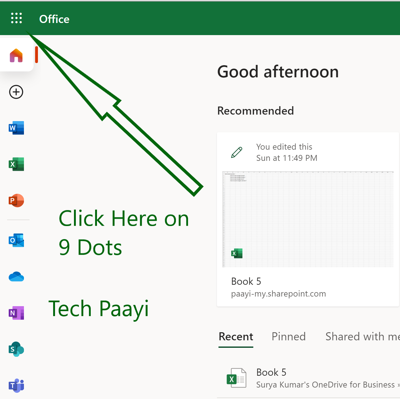 click on the tab of Office 365 portal