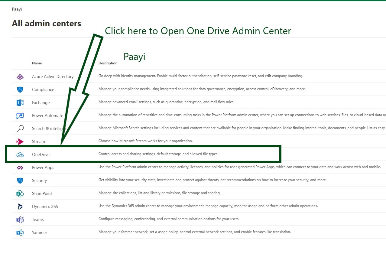 Learn How to open the Office 365 OneDrive Admin Center | Paayi Tech