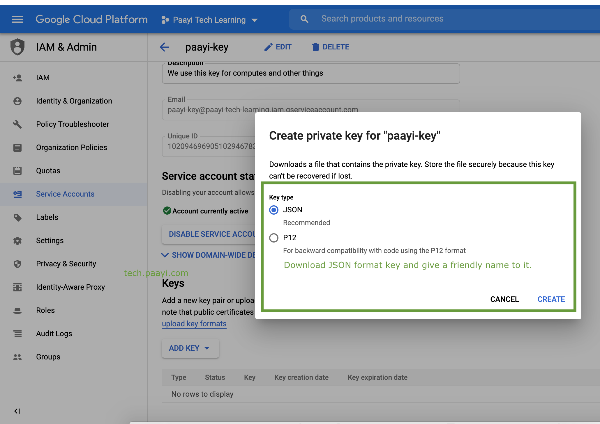 create-service-account---click-create-new-secret-key